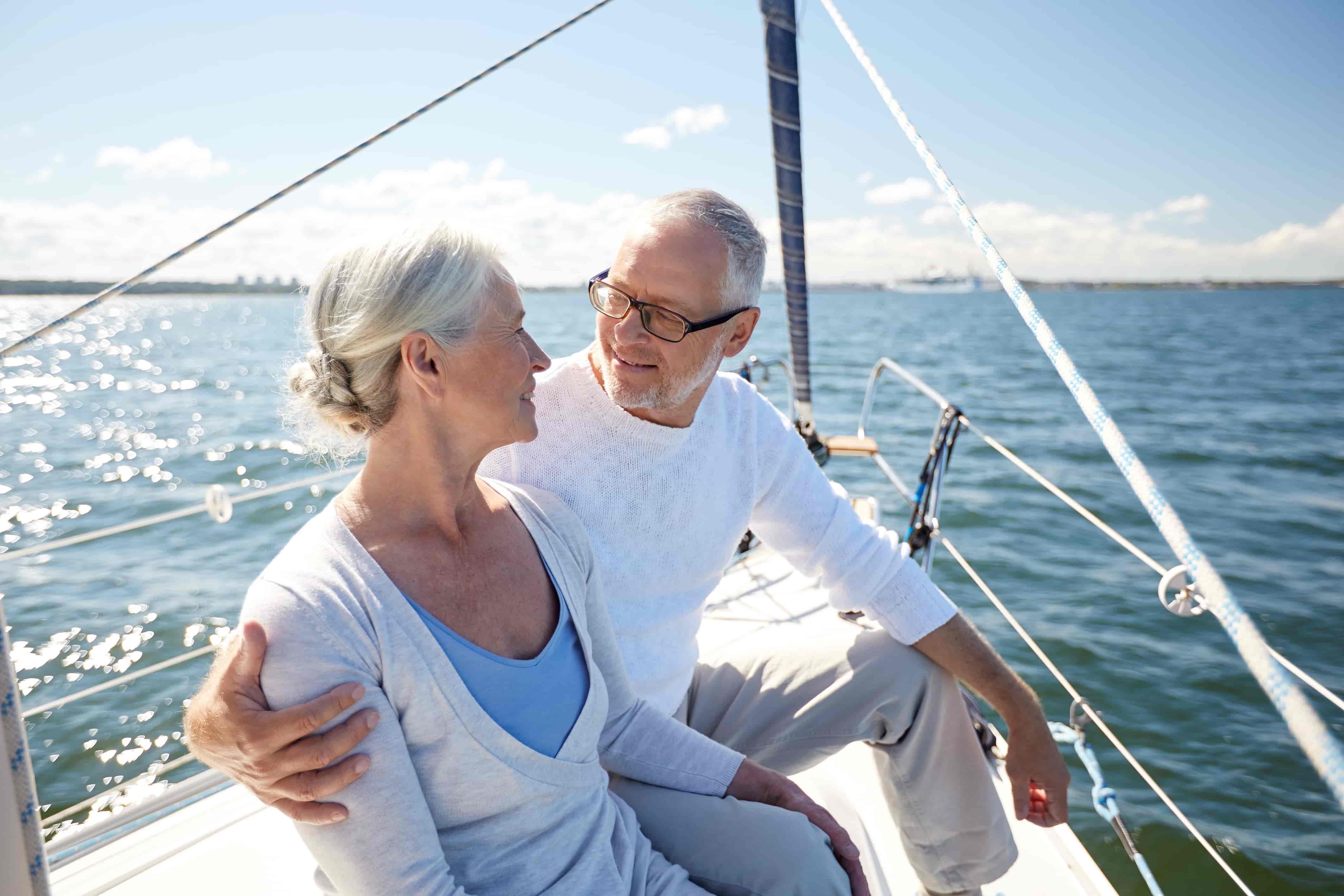 Retiree couple on the yacht